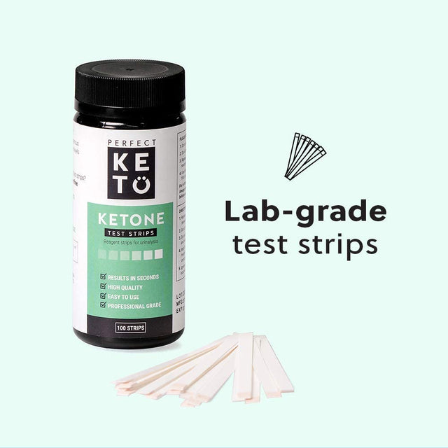 Perfect Keto Exogenous Ketones Base BHB Supplement (60 Capsules) - Ketogenic Diet Support Weight Management, Energy & Focus - Ketosis Beta-Hydroxybutyrate with (100 Pcs) Keto Strips Bundle