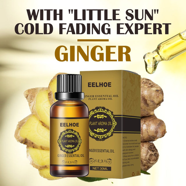 Ginger Essential Oil,Firming Slimming Massage Belly Drainage Ginger Oil,Herbal Lymphatic Drainage Plant Aroma Oil,Relieve Muscle Soreness,30Ml