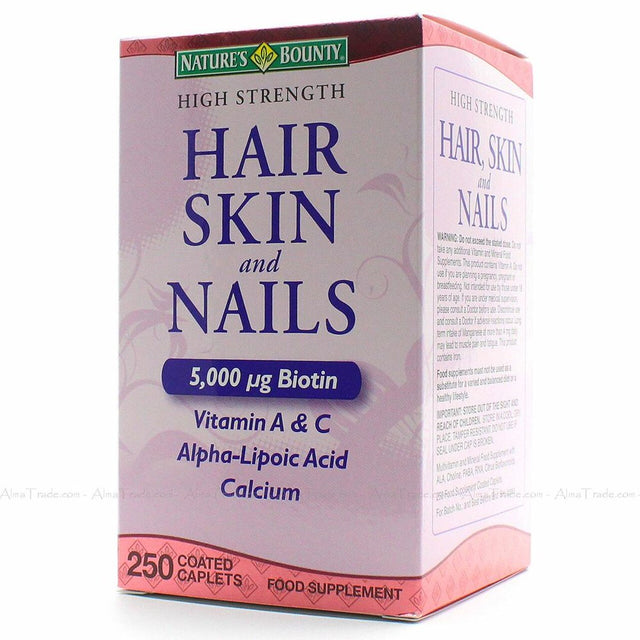 Nature'S Bounty High Strength Hair, Skin & Nails Food Supplement, 250 Coated Caplets