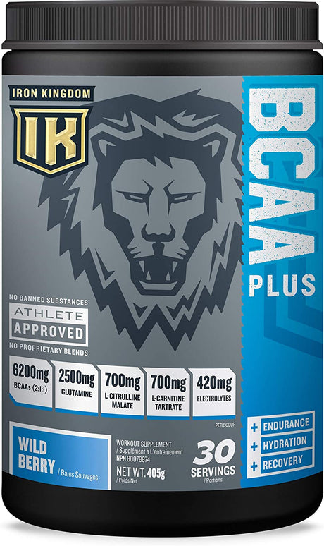 BCAA plus - Iron Kingdom (Wild Berry) 10.1G Amino Acids, Electrolytes, Glutamine, Endurance, Recovery, Hydration