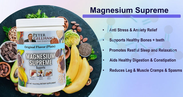 Magnesium Supreme, Orginal (Plain) 12Oz anti Stress, Leg Cramp/Muscle Relaxation Sleep Spport Made in the USA Peter Gillham'S Life Essentials