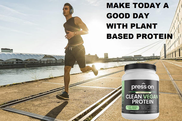 Press on Plant Based Protein Powder Shake with Real Superfood Vegan Gluten Free Vegan Protein Low Net Carbs Non Dairy Sugar Free Added Non-Gmo 4G Bcaas 22G Protein (Net. WT 500 G 1.10 Lbs.)