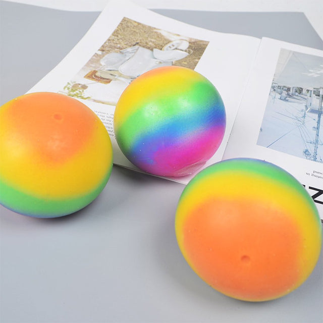 Colorful Rainbow Stress Balls Soft Foam TPR Squeeze Squishy Stress Relief Balls