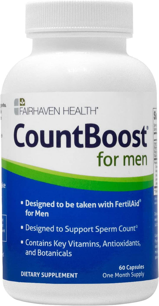 Countboost for Men - Male Fertility Supplement to Support Count - with Ashwagandha, Maca, Glutathione, B Vitamins - Fertilaid for Men Companion Product (60 Capsules / 1 Month Supply)