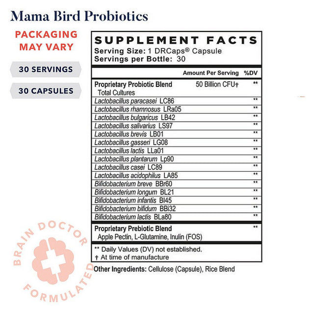 Best Nest Wellness Mama Bird Probiotics for Women, 50 Billion+ CFU, Delayed-Release, Acid-Resistant Capsules, 30 Ct