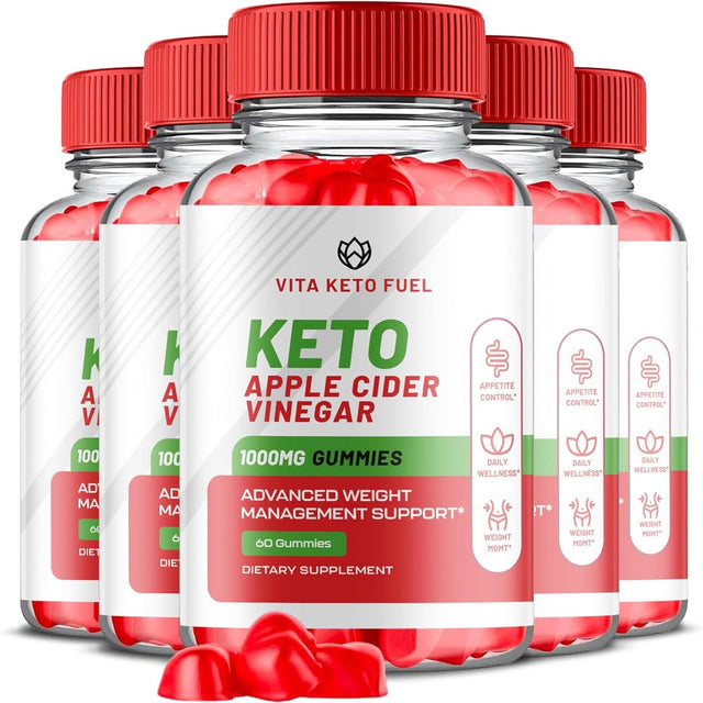 (5 Pack) Vita Keto Fuel Keto ACV Gummies -Apple Cider Vinegar Supplement for Weight Loss - Energy & Focus Boosting Dietary Supplements for Weight Management & Metabolism - Fat Burn - 300 Gummies