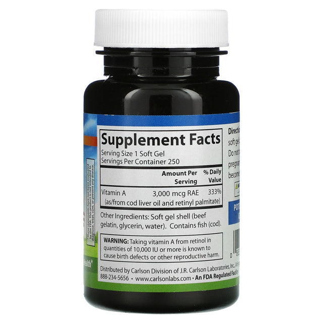 Carlson Labs Vitamin a Softgels, 10,000 IU, 250 Ct