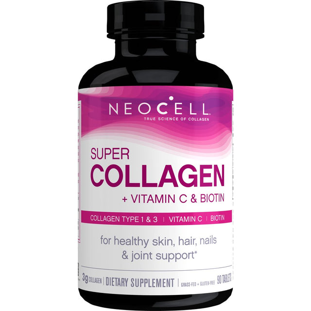 Neocell Super Collagen + Vitamin C & Biotin, Supplement, for Hair, Skin, and Nails, 90 Tablets