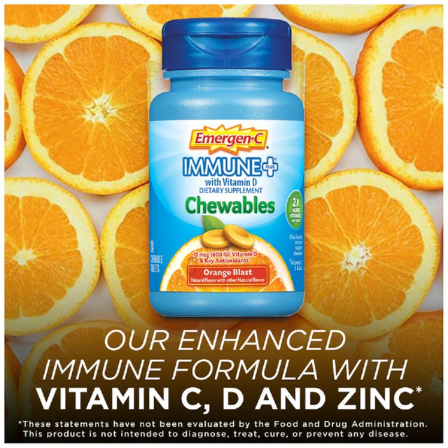 Emergen-C Immune plus Vitamin C Chewables, Orange Blast, 42 Ct