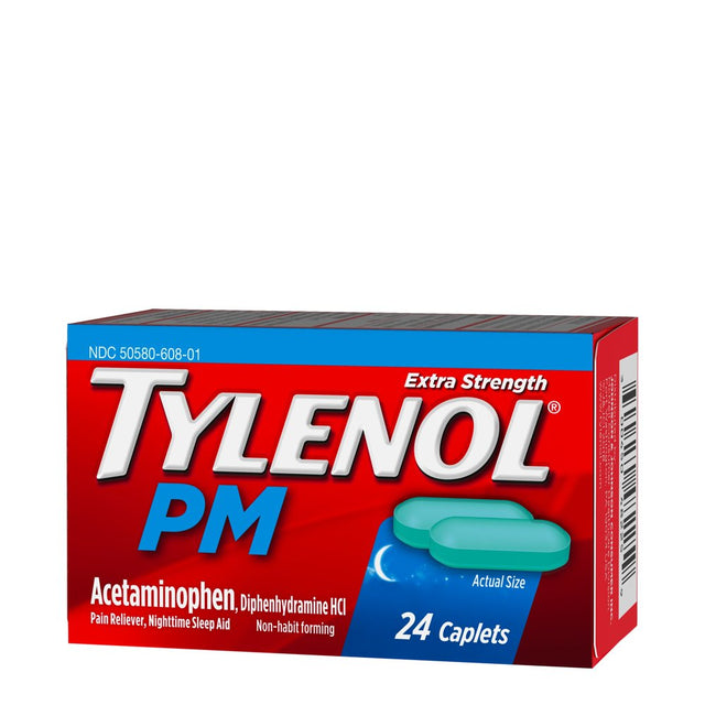 Tylenol PM Extra Strength Pain Reliever & Sleep Aid Caplets, 24Ct