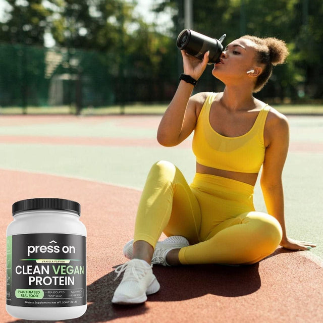 Press on Plant Based Protein Powder Shake with Real Superfood Vegan Gluten Free Vegan Protein Low Net Carbs Non Dairy Sugar Free Added Non-Gmo 4G Bcaas 22G Protein (Net. WT 500 G 1.10 Lbs.)