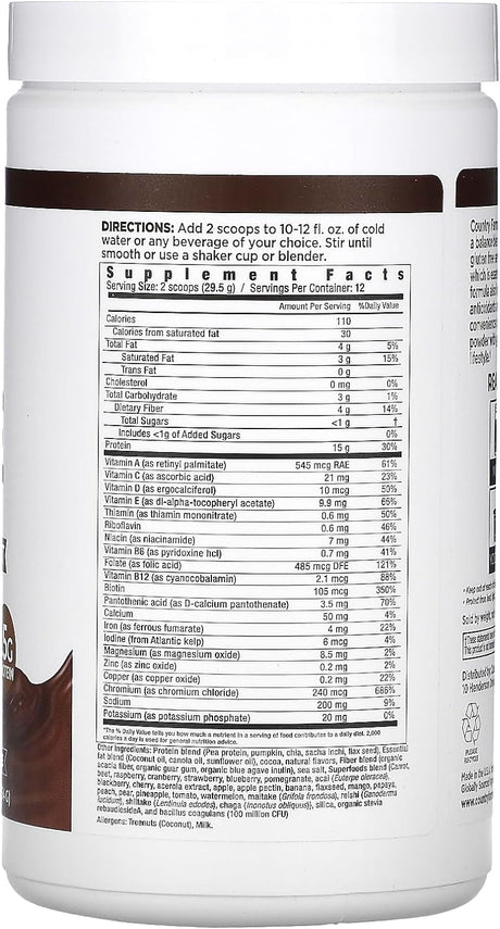 All-In-One Super Shake Meal Replacement 15G Plant Protein Dietary Supplement with Superfoods, Vitamins, Probiotics and Prebiotics, 12 Servings, Chocolate, 12.48 Oz