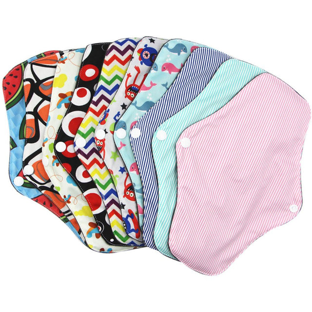 Grofry Menstrual Pad Bamboo Charcoal Fiber Waterproof Menstrual Pad Women Sanitary Washable Reusable