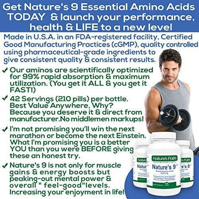 Nature'S Path Nature'S 9 - 5000Mg of 9 Essential Amino Acids - Pre- and Post-Workout Tablets