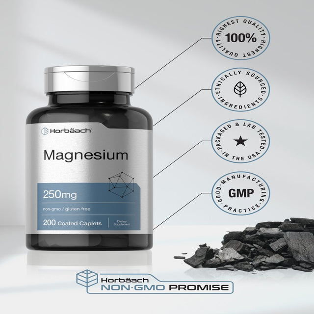 Magnesium Oxide 250Mg | 200 Caplets | Vegetarian Formula | by Horbaach