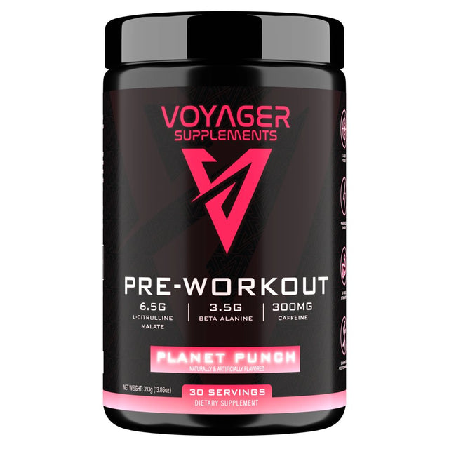 Voyager Supplements Pre-Workout Supplement - Intense Pump · Maximized Energy · G-Force Strength · Laser Focus - Science-Backed & Gym Proven (Planet Punch, 393 Grams)