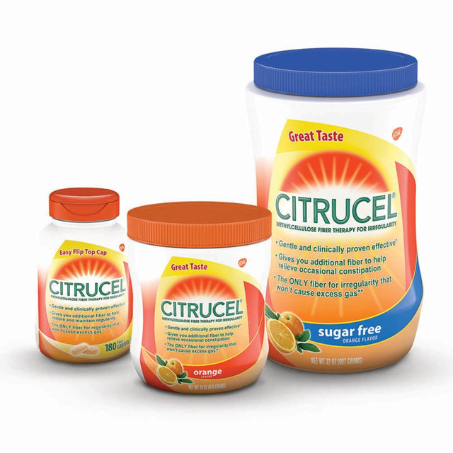 Citrucel Fiber Therapy Powder for Occasional Constipation Relief, Orange, 30 Oz