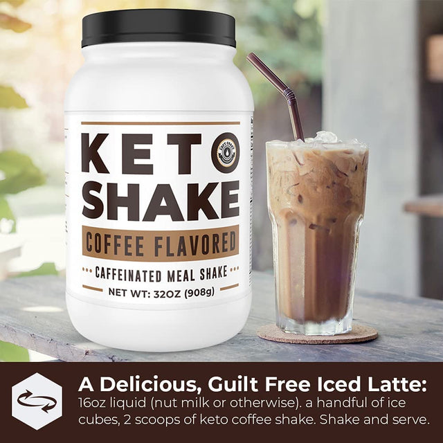 Keto Breakfast Shake Meal Replacement, 2Lb Coffee Protein Powder, Iced Coffee with Collagen Protein, High Fat, Low Carb, Sugar Free