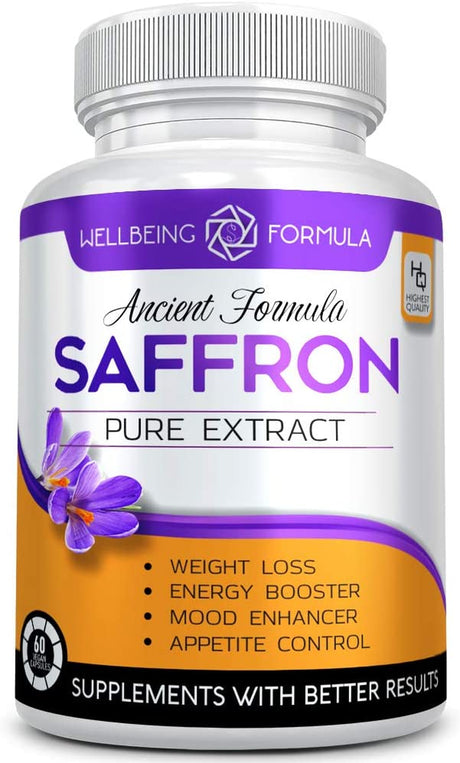 Pure Saffron Extract for Healthy Weight Loss-Natural Appetite Suppression Pills Booster Saffron Supplement -Hunger Suppressant for Women and Men-Saffron Capsules