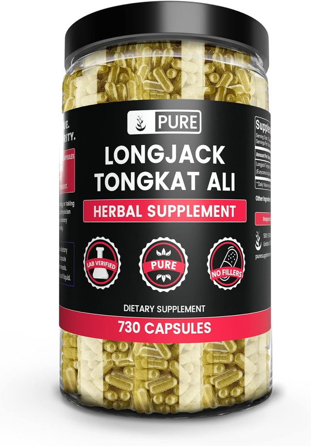 Pure Original Ingredients Longjack (Tongkat Ali) (730 Capsules) No Magnesium or Rice Fillers, Always Pure, Lab Verified