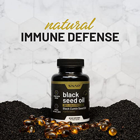 Black Seed Oil Capsules 100% Cold Pressed - Immune Support, Detox Aid, Inflammation Relief, Skin, Hair & Joint Health - Organic Black Cumin Seed, High Potency Nigella Sativa (90 Softgel Capsules)