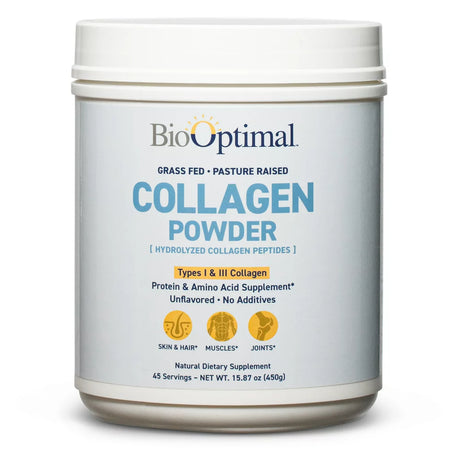 Biooptimal Collagen Powder, Collagen Peptides, Collagen Peptides Powder, Grass Fed & Pasture Raised (45 Day Supply)