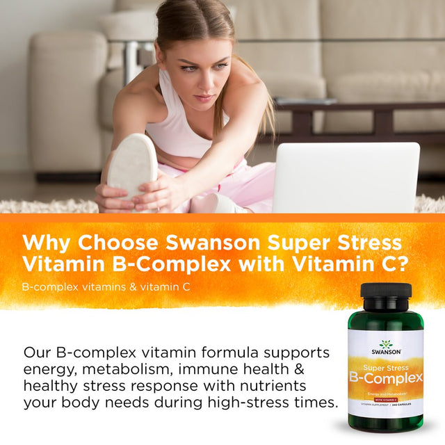 Swanson Super Stress B-Complex with Vitamin C 240 Caps 2 Pack