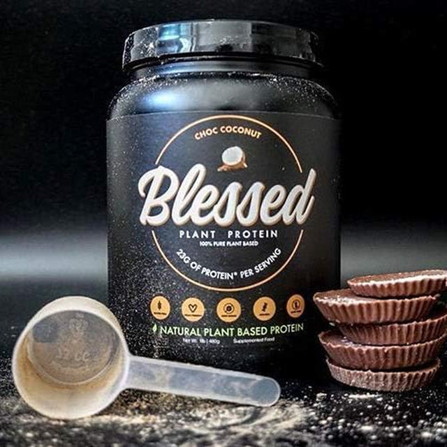 BLESSED Vegan Protein Powder - Plant Based Protein Powder Meal Replacement Protein Shake, 23G of Pea Protein Powder, Dairy Free, Gluten Free, Soy Free, No Sugar Added, 15 Servings (Chocolate Coconut)