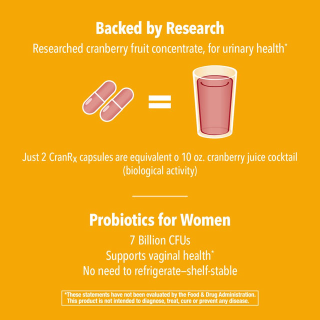 Nature’S Way Cranrx® Women’S Care with Probiotics, 7 Billion Active Probiotic Cultures, Urinary Health*, 60 Capsules