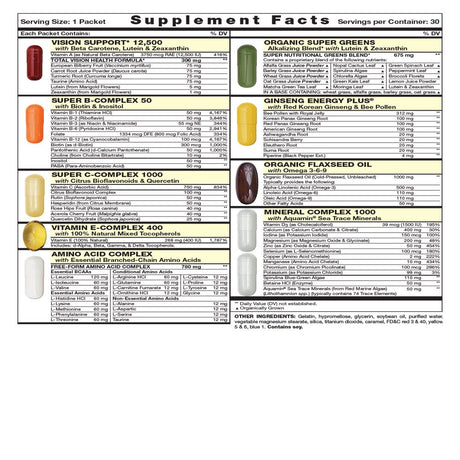 Fresh Start Complete Daily Vitamin Pack - Energy Booster & Stress Support (30 Packets)