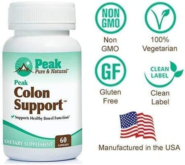 Peak Pure & Natural Colon Support - Colon Cleanse and Detox Supplement for Digestive Health - Gut Health Support with Inulin and Senna Leaf Extracts - with Fiber, Prebiotics, and Probiotics - 3 Pack