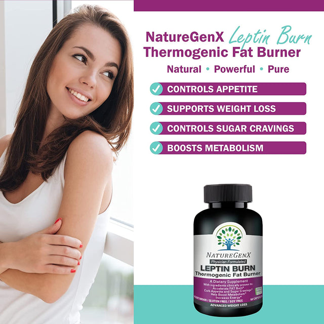 Leptin Burn - Thermogenic Fat Burner, Appetite Suppressant, Energy Booster & Metabolism Booster for Weight Loss - Diet Pills That Work Fast for Women & Men - 60 Slim Pills, Gluten Free