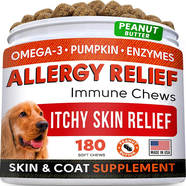 Strellalab Allergy Relief, Immune Chews, for Dogs, Peanut Butter, 180 Soft Chews, 13.9 Oz (396 G)