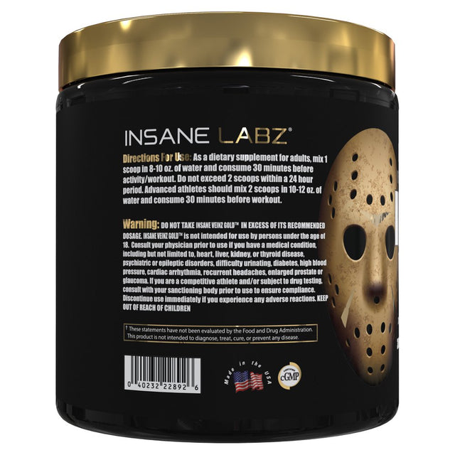 Insane Labz Insane Veinz GOLD, Non Stim Nitric Oxide Boosting Pre Workout, Grape