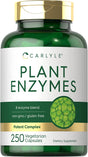 Plant Enzymes | 250 Capsules | 8 Enzyme Blend | Non-Gmo & Gluten Free Supplement | by Carlyle