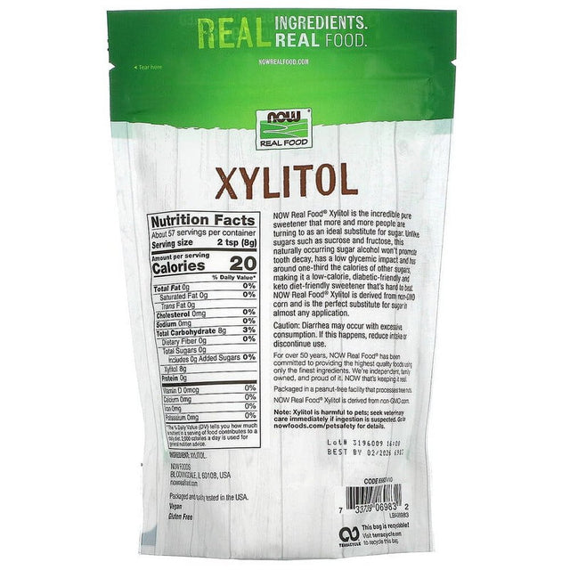 NOW Foods Real Food Xylitol -- 1 Lb Pack of 4