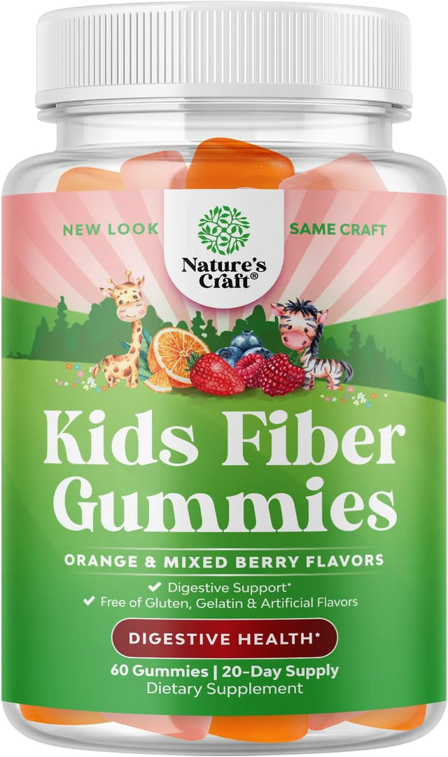 Kids Fiber Gummy Prebiotics Supplement - Soluble Fiber Gummies for Kids Constipation Relief Digestive Health and Leaky Gut Repair - Kids Fiber Gummies Immune System Booster Delicious Gummy Vitamins