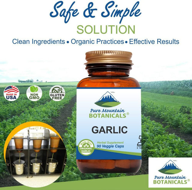 Garlic Pills - 90 Kosher Vegan Capsules with 500Mg Organic Garlic Allium Sativum Supplement