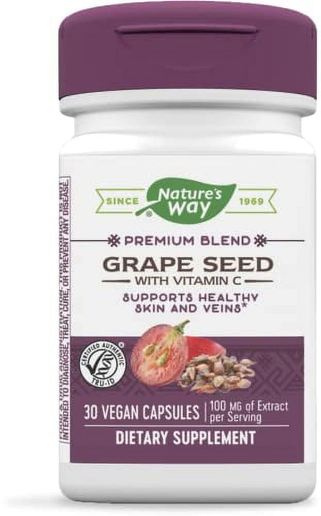 Nature'S Way Premium Blend Grape Seed with Vitamin C, Supports Skin and Veins*, 30 Vegan Capsules