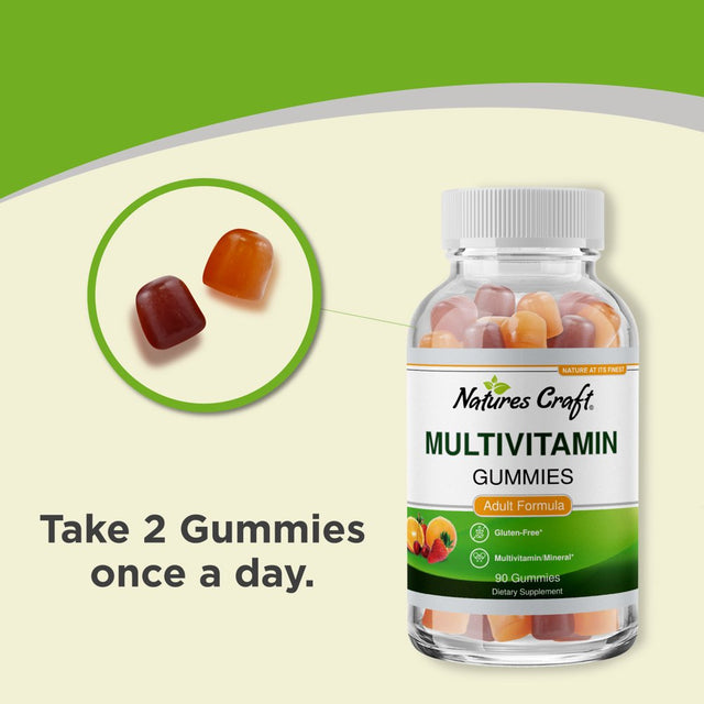 Multivitamin Gummies for Women & Men with the Perfect Blend of Vitamin a C D E B 12 & Zinc Biotin - Gummy Vitamins for Adults to Improve Immunity & Hair Growth - 90 Gluten & Gelatin-Free Gummies