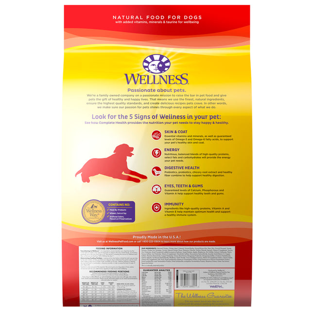 Wellness Complete Health Natural Dry Senior Dog Food, Chicken & Barley, 15-Pound Bag