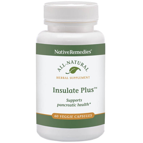 Nativeremedies Insulate plus Capsules - All Natural Herbal Supplement Supports Pancreatic Health and Maintaining Blood Sugar Levels Already in the Normal Range - 60 Veggie Caps