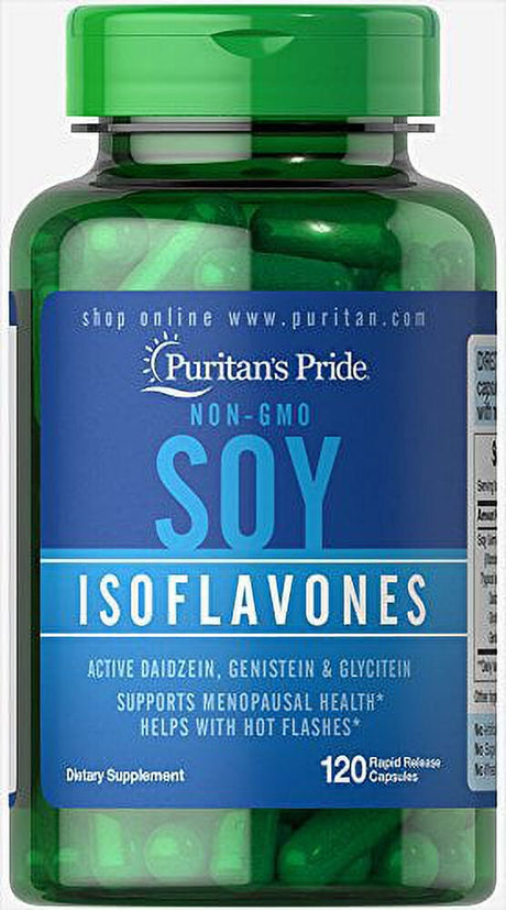 Puritans Pride Non-Gmo Soy Isoflavones Capsule 750 Mg, May Help with Hot Flashes in Menopausal Women*, 120 Ct