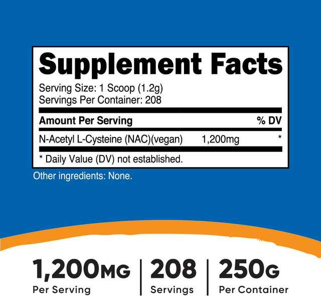 Nutricost N-Acetyl L-Cysteine (NAC) Powder 250 Grams - Vegan NAC, Non-Gmo, Gluten Free