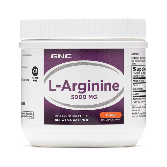 GNC L-Arginine 5000Mg - Orange, Twin Pack, 30 Servings per Container, Increases Nitric Oxide Productioin