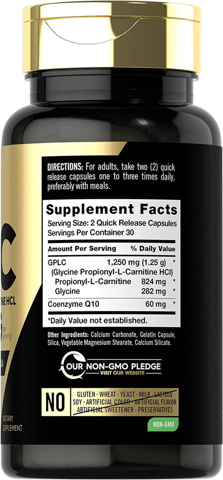 Carlyle GPLC Supplement 1250Mg | 60 Capsules | Glycine Propionyl-L-Carnitine | Advanced Athlete Formula | Non-Gmo, Gluten Free