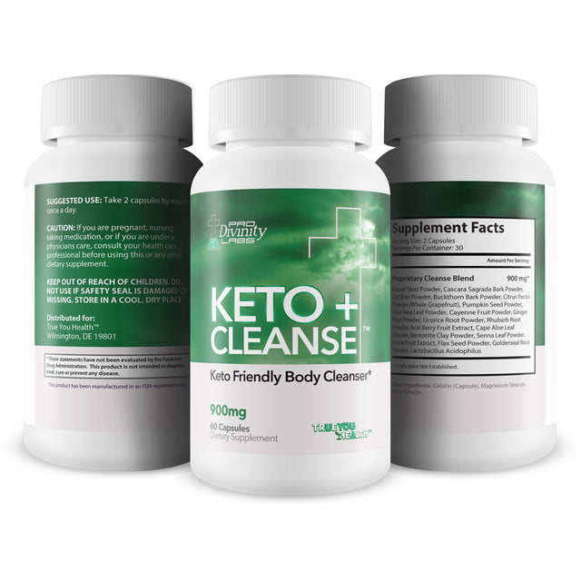 Pro Divinity Labs KETO + CLEANSE - Premium Keto Friendly Body Cleanser with Plant Based Ingredients to Promote Whole Body Health - Support Reduced Bloating & Gut Health with Additional Probiotics