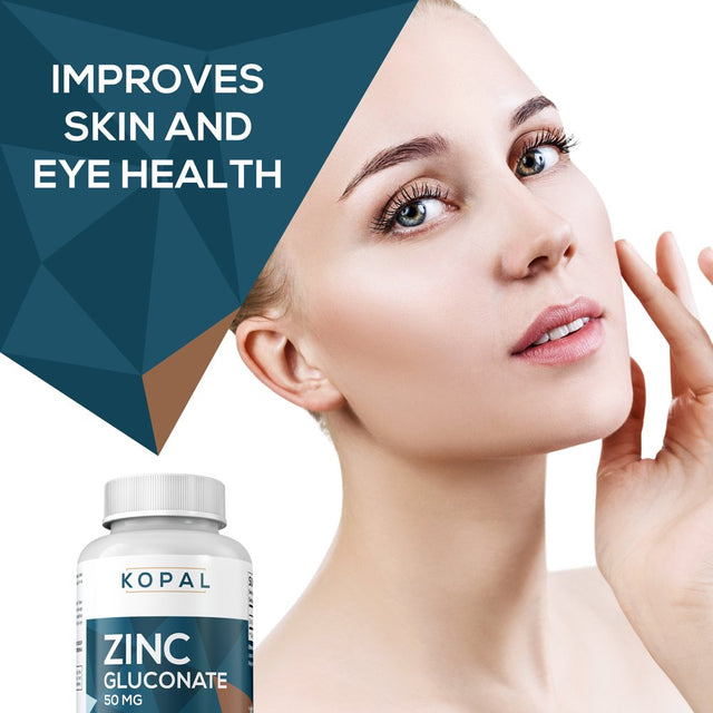 Kopal – 50Mg Zinc Gluconate – USA Made - Zinc Vitamin Supplements for Superior Immune Support, Recovery and Acne Defense – Gluten Free Non-Gmo Capsules