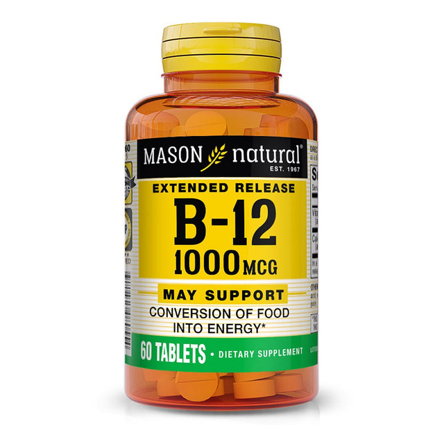 Mason Natural Vitamin B12 1000 Mcg with Calcium Extended Release - Healthy Conversion of Food into Energy, Supports Nerve Function and Health, 60 Tablets