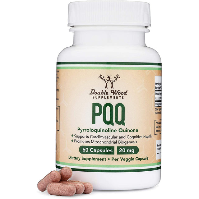 PQQ Supplement - 20Mg, 60 Capsules (Pyrroloquinoline Quinone), Energy Optimizer and Sleep Quality Support by Double Wood Supplements